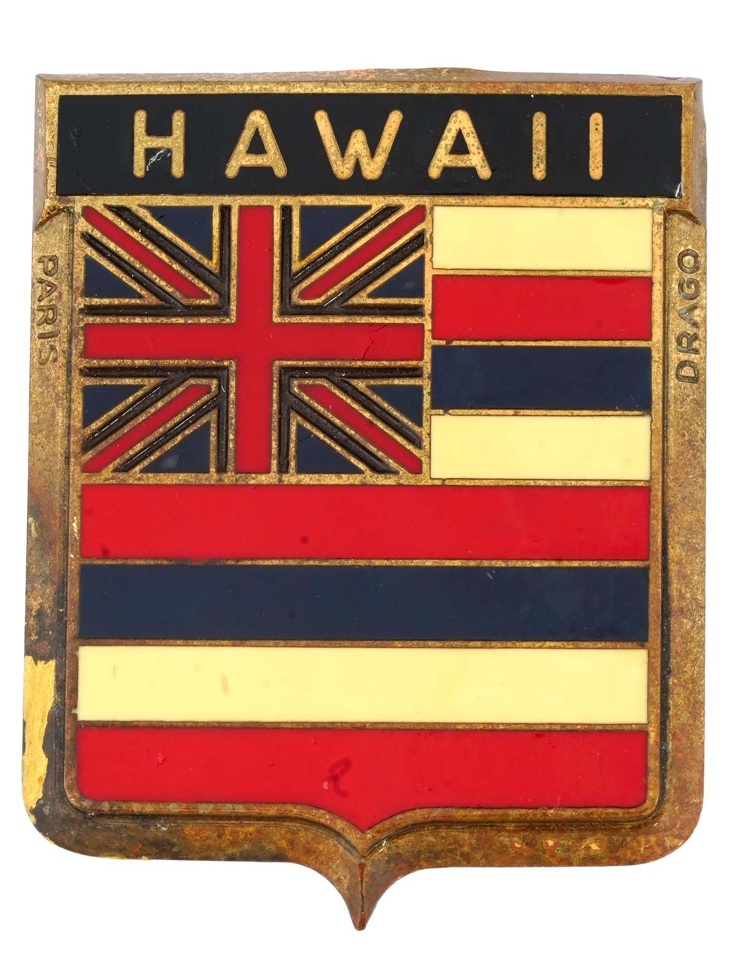 MID 20TH CEN AMERICAN HAWAII AUTO CAR DRAGO BADGE (1 of 3)