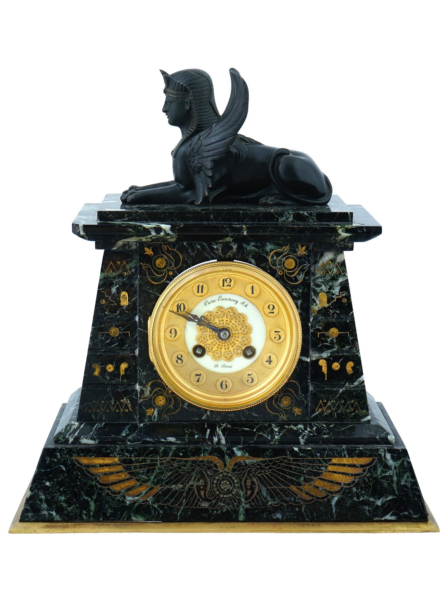 ANTIQUE FRENCH EGYPTIAN REVIVAL MARBLE MANTEL CLOCK (1 of 12)