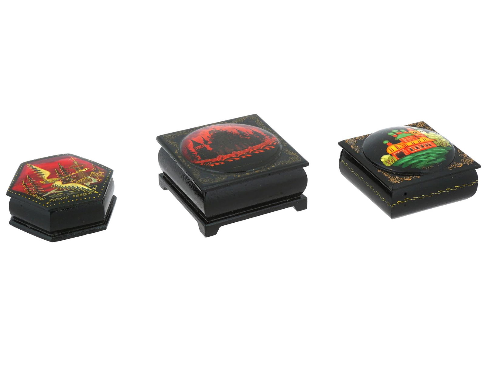 RUSSIAN TRADITIONAL LACQUERED WOODEN TRINKET BOXES (1 of 8)