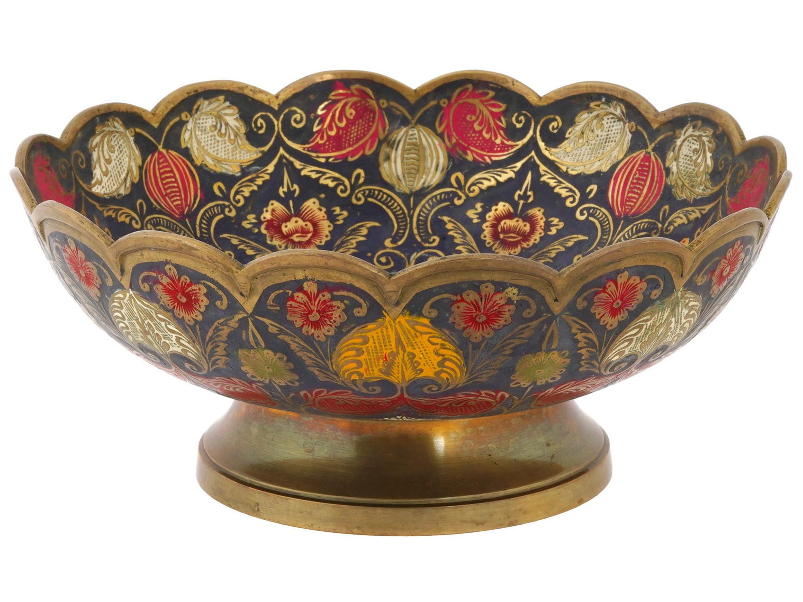 1980S INDIAN GILT BRASS AND ENAMEL CANDY BOWL (1 of 6)