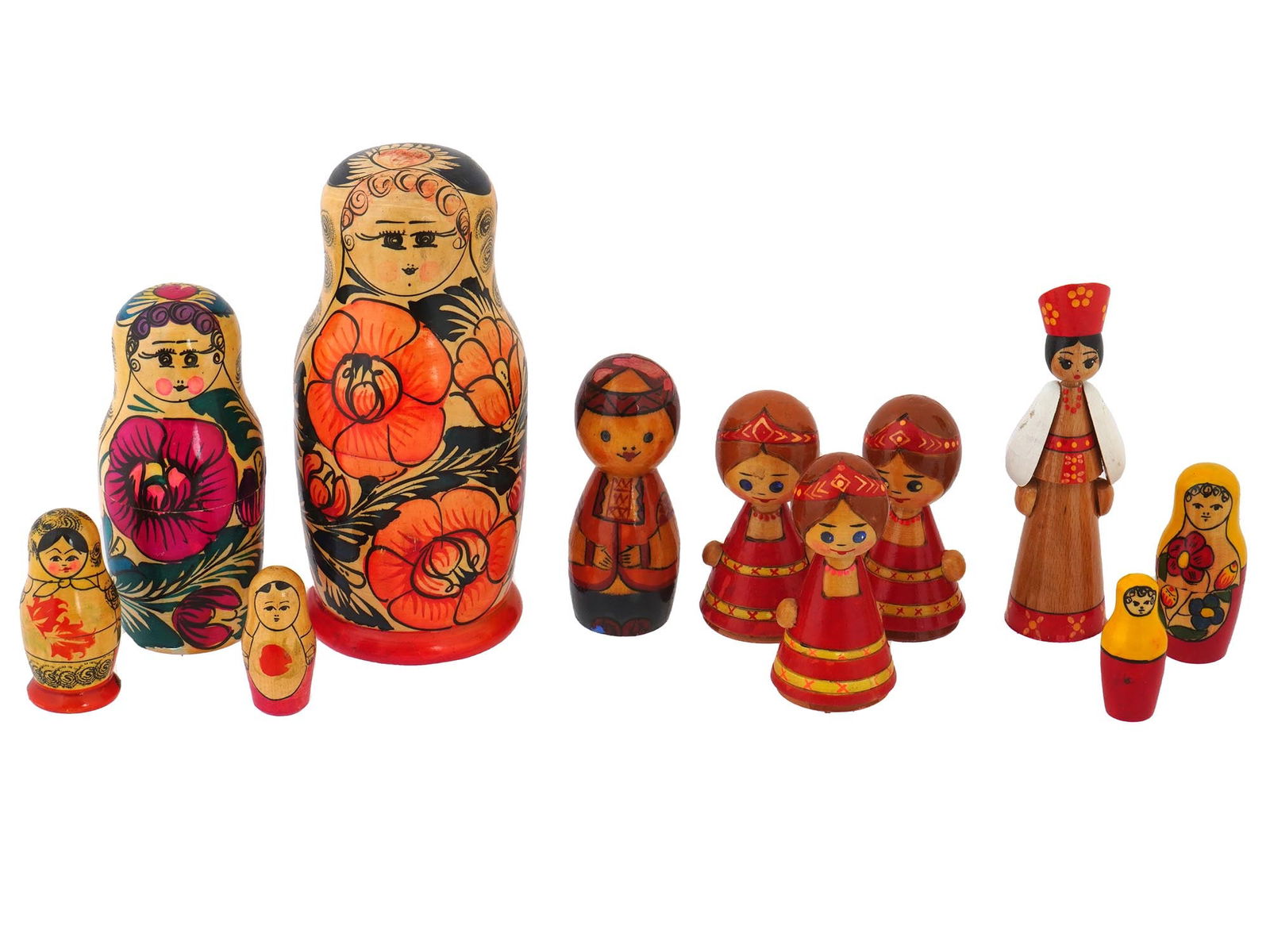 RUSSIAN SOVIET ERA HAND PAINTED MATRYOSHKA DOLLS (1 of 11)