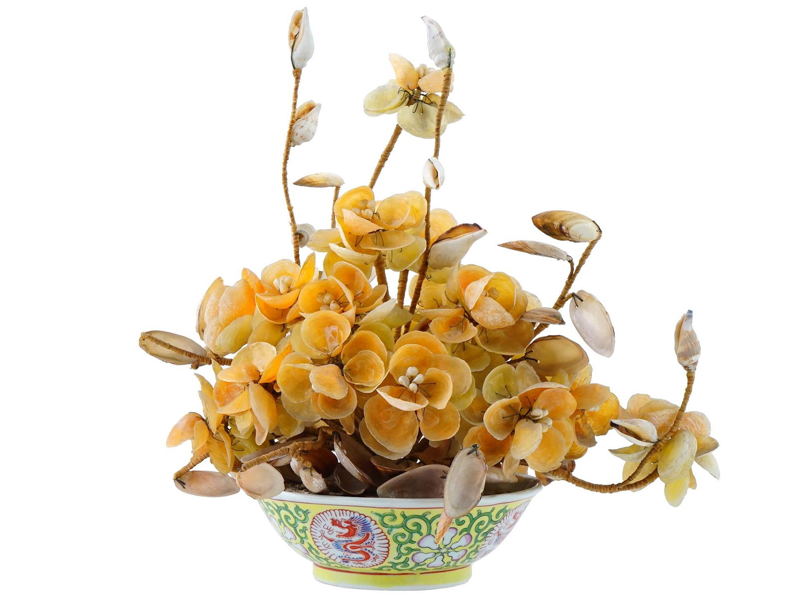 EARLY 20TH C ENGLISH SEASHELL FLOWER ARRANGEMENT (1 of 9)