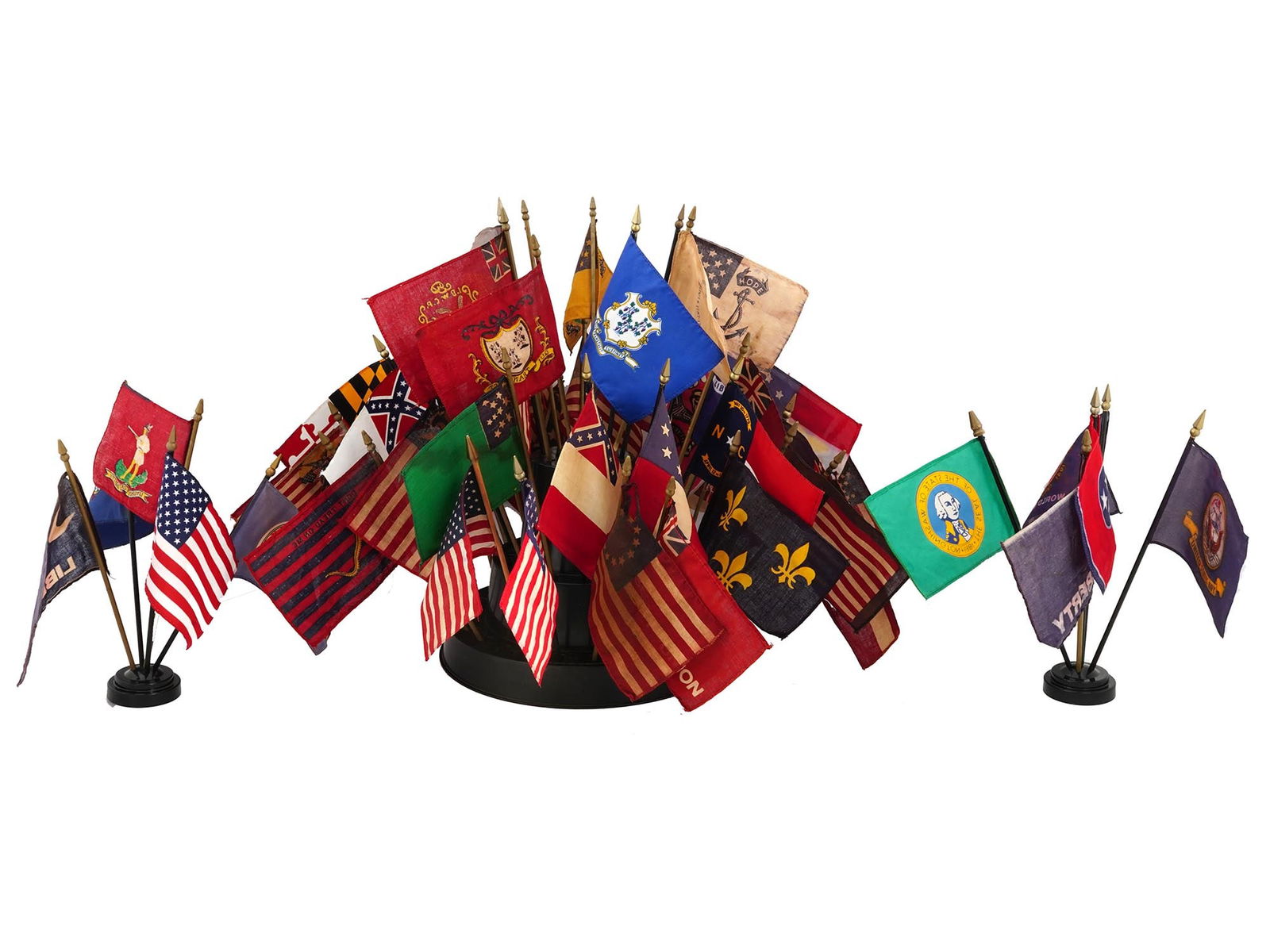 COLLECTION OF 48 AMERICAN MINIATURE DESK FLAGS (1 of 8)