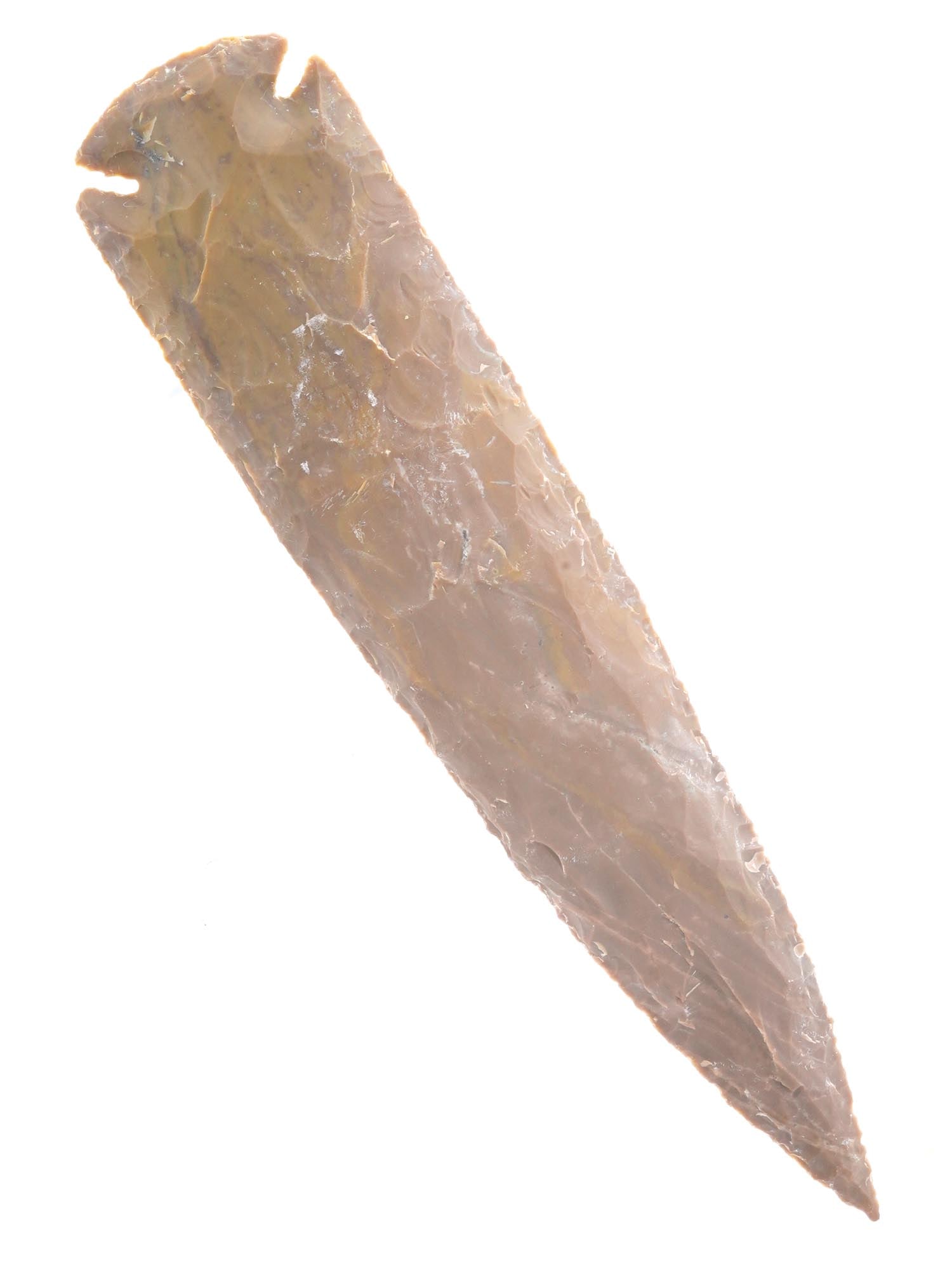 LARGE INDIAN HAND CARVED FLINT SPEAR POINT ARROWHEAD (1 of 4)