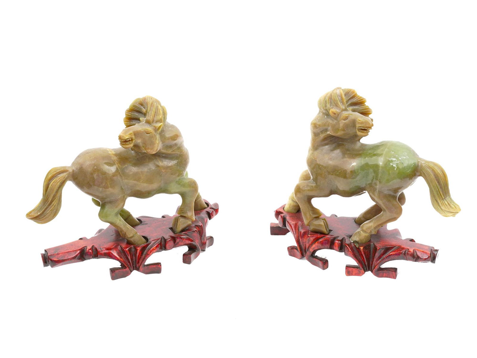 ANTIQUE CHINESE HAND CARVED JADE FIGURES OF HORSES (1 of 11)