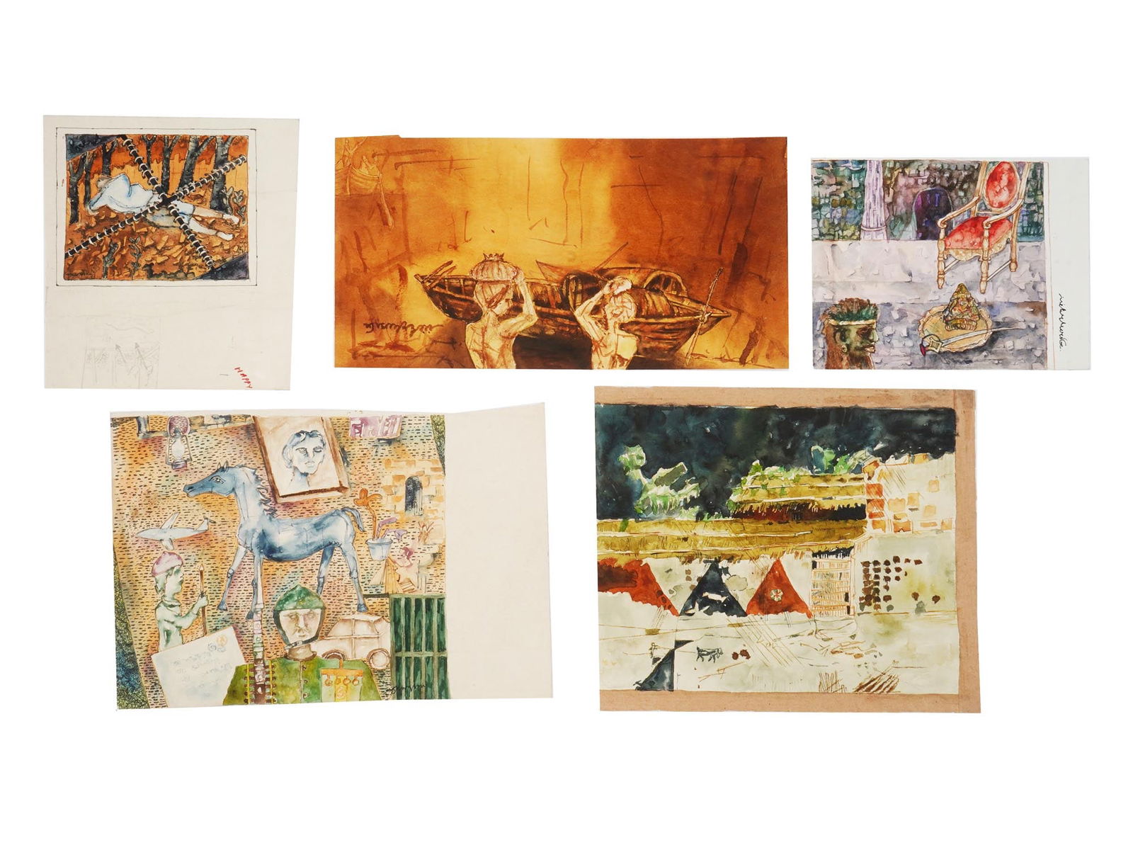 INDIAN WATERCOLOR SKETCHES BY SHYAMAL DUTTA RAY (1 of 11)