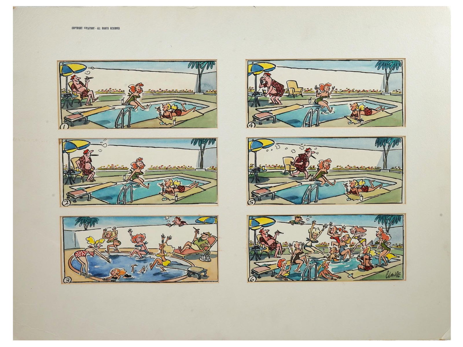 CLAUDE SMITH FEB 1958 PLAYBOY CARTOON ILLUSTRATION (1 of 7)