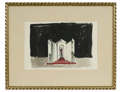 RUSSIAN FRENCH MIXED MEDIA PAINTING BY LEON ZACK: Leon Zack, Russian, French 1892 to 1980, mixed media, gouache, watercolor and ink painting on heavy paper depicting an architectural composition. Signed lower right. Matted and framed. Leon Zack, also