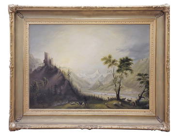 GEORGE COLE ANTIQUE 19TH C ENGLISH OIL PAINTING (1 of 7)