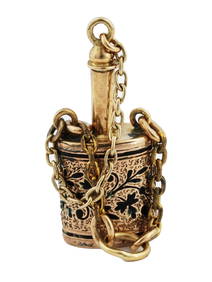 ANTIQUE VICTORIAN 10 K GOLD ENAMEL PERFUME BOTTLE CHARM (1 of 5)