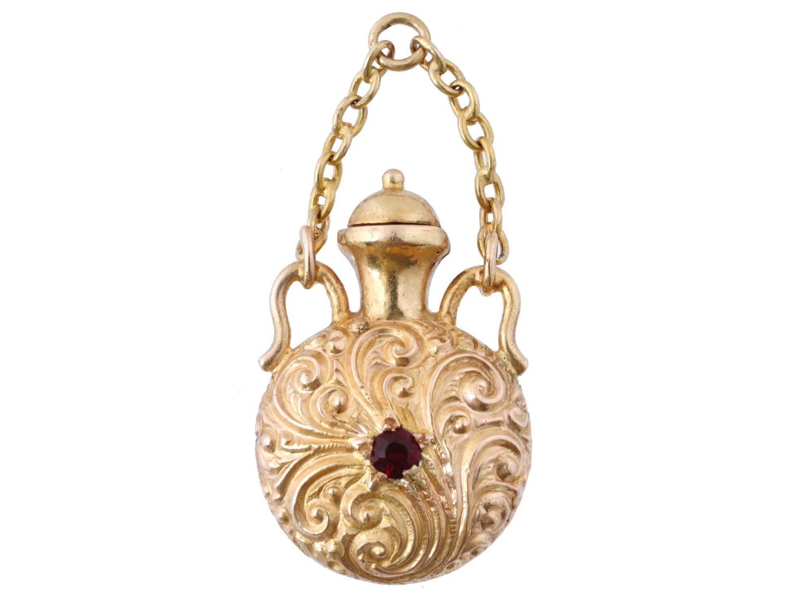 ANTIQUE VICTORIAN 14 K GOLD GEMSTONE PERFUME BOTTLE CHARM (1 of 3)