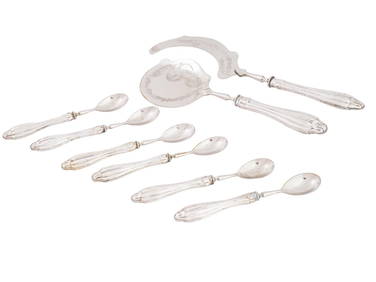 ANTIQUE CONTINENTAL SILVER ICE CREAM SERVING SET (1 of 6)