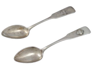 ANTIQUE 19TH C POLISH MALCZ SILVER TABLE SPOONS (1 of 5)