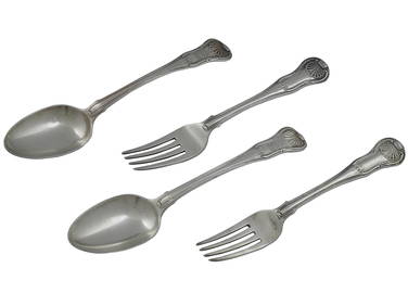 ANTIQUE ENGLISH STERLING SILVER SPOONS AND FORKS (1 of 5)