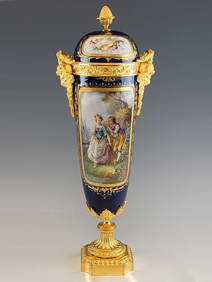 19TH C FRENCH SEVRES PORCELAIN GILT BRONZE URN (1 of 12)