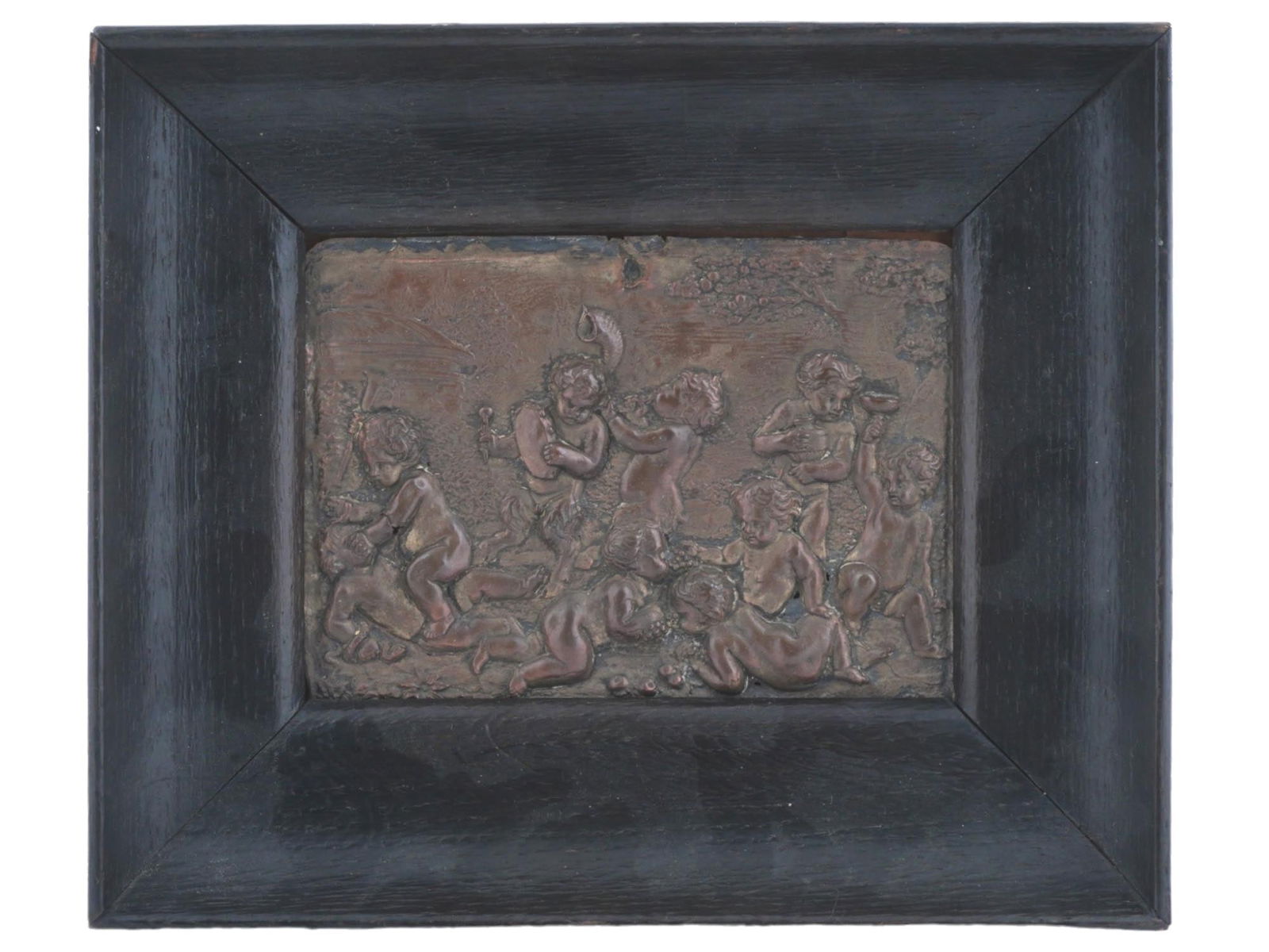 ANTIQUE FRENCH COPPER WALL PLAQUE CHERUBS AND SATYRS (1 of 4)