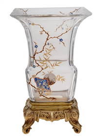 ANTIQUE FRENCH BACCARAT MANNER GLASS BRONZE VASE (1 of 8)