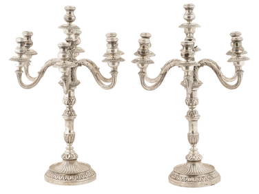 MONUMENTAL ANTIQUE ITALIAN SILVER CANDELABRAS PAIR (1 of 8)