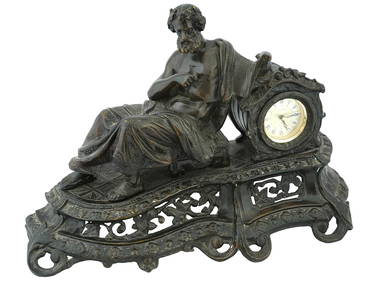 RHYTHM QUARTZ SCULPTURAL GILT BRONZE MANTLE CLOCK (1 of 6)