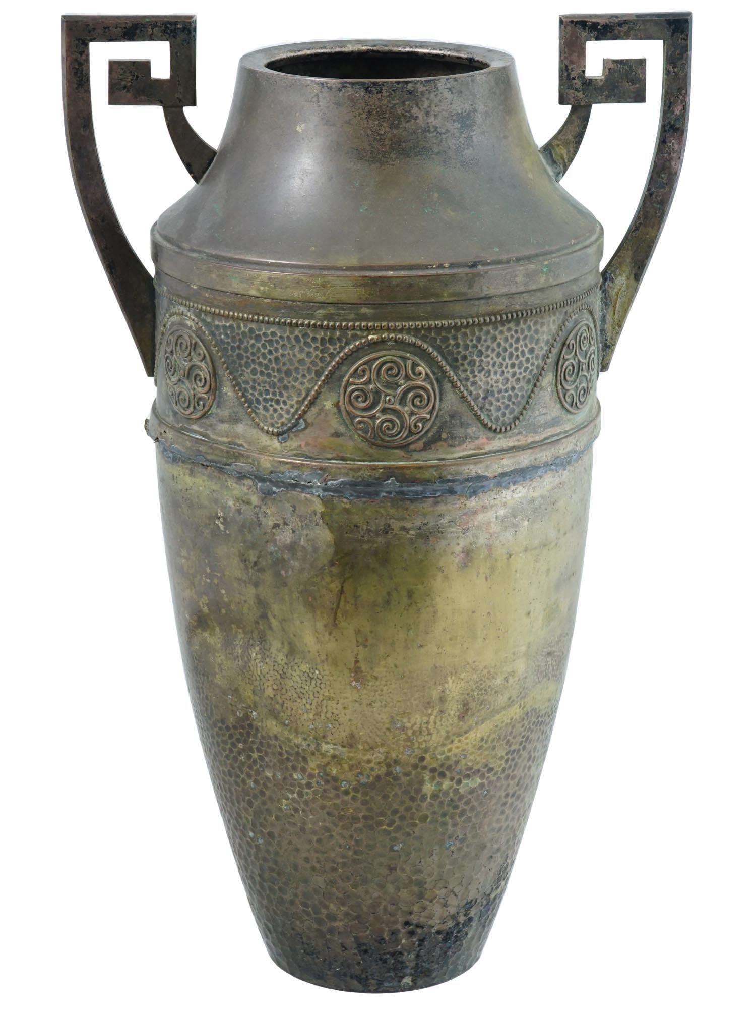 VINTAGE BRASS DOUBLE HANDLED VASE ANCIENT GREEK AMPHORA (1 of 10)