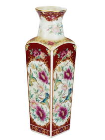 MODERN CHINESE BIRDS FLOWERS ENAMEL PORCELAIN VASE (1 of 6)