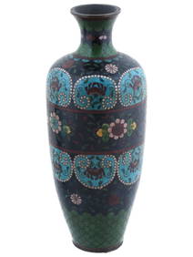 JAPANESE FLORAL CLOISONNE ENAMEL OVER COPPER VASE (1 of 5)