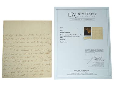 ANTIQUE AUTOGRAPHED LETTER SIGNED BY THOMAS LAWRENCE (1 of 9)