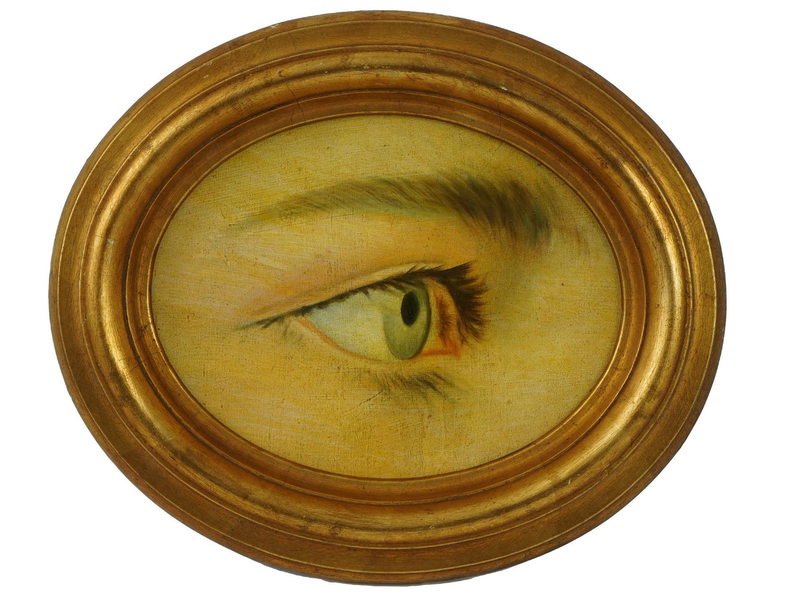 ANTIQUE ENGLISH LOVERS EYES OIL PAINTING CA 19TH C (1 of 4)