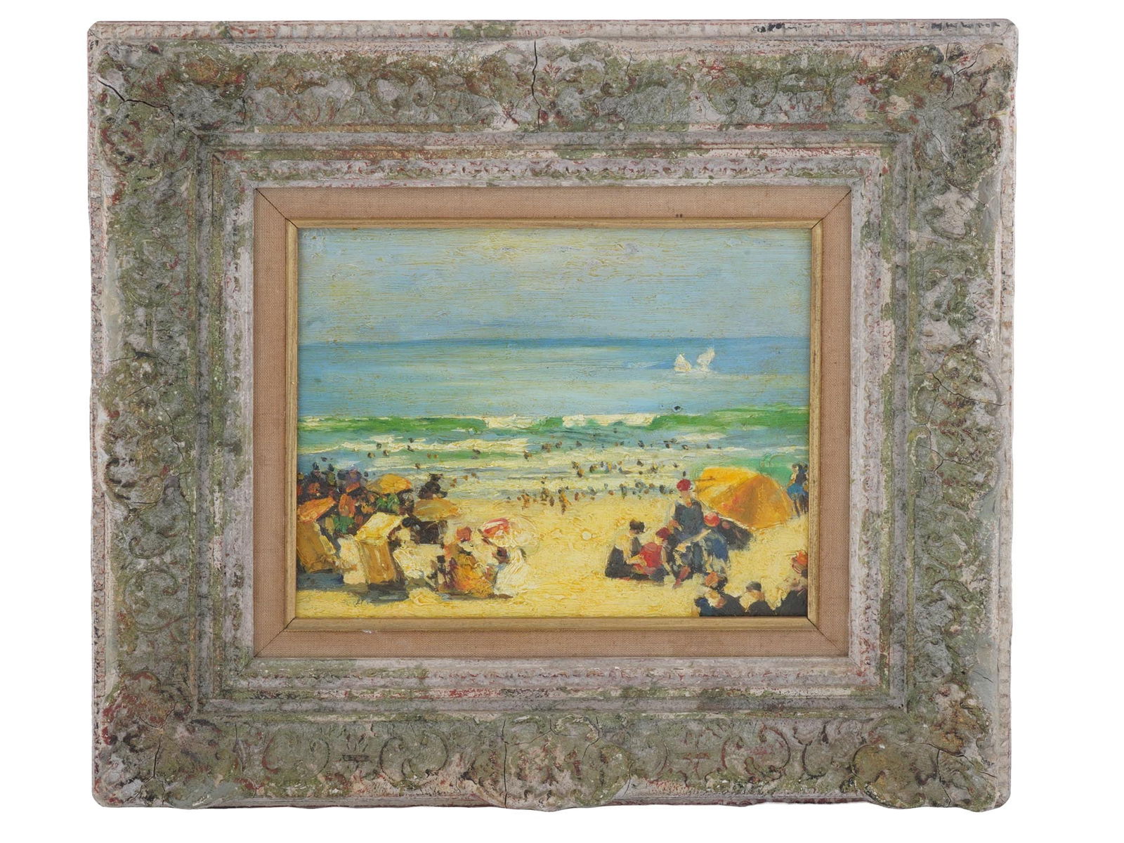 AMERICAN SCHOOL OF POTTHAST BEACH SCENE OIL PAINTING (1 of 3)