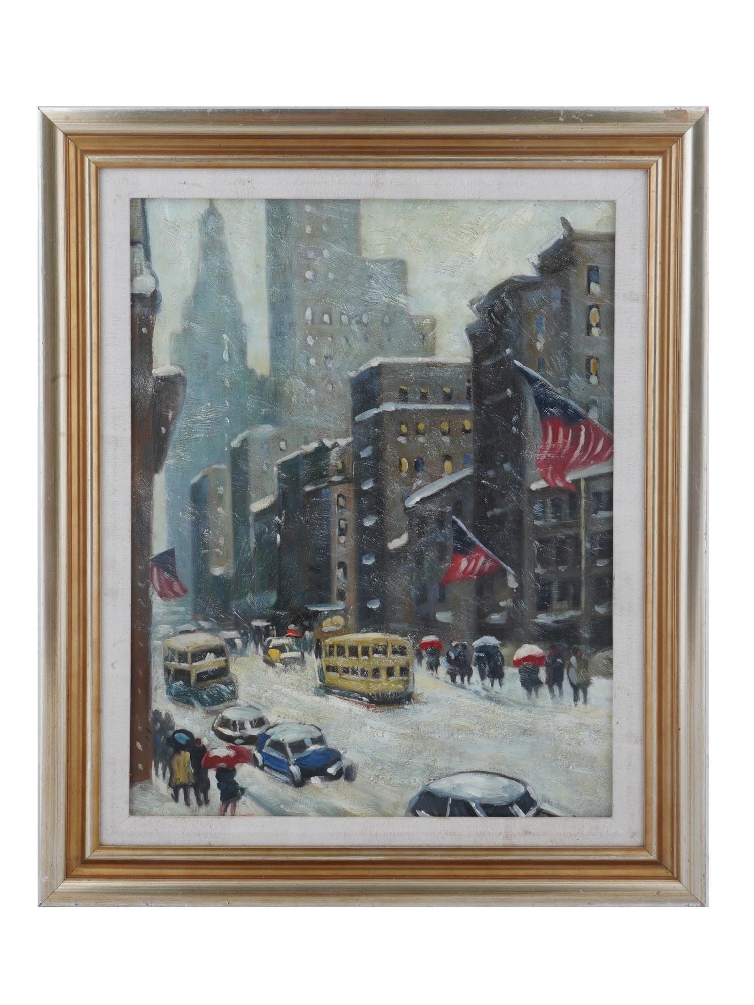 GUY WIGGINS SCHOOL NEW YORK CITYSCAPE OIL PAINTING (1 of 4)