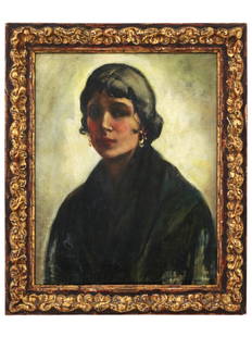 FEMALE PORTRAIT PAINTING ATTR TO WALTER RICHARD SICKERT: Attributed to Walter Richard Sickert, 1860 to 1942, German, an oil painting on board depicting a female portrait. Framed. Walter Richard Sickert was a German-born British painter and printmaker who wa