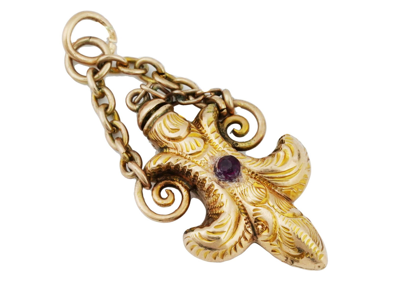 ANTIQUE 14 K GOLD GEMSTONE PERFUME BOTTLE CHARM (1 of 4)