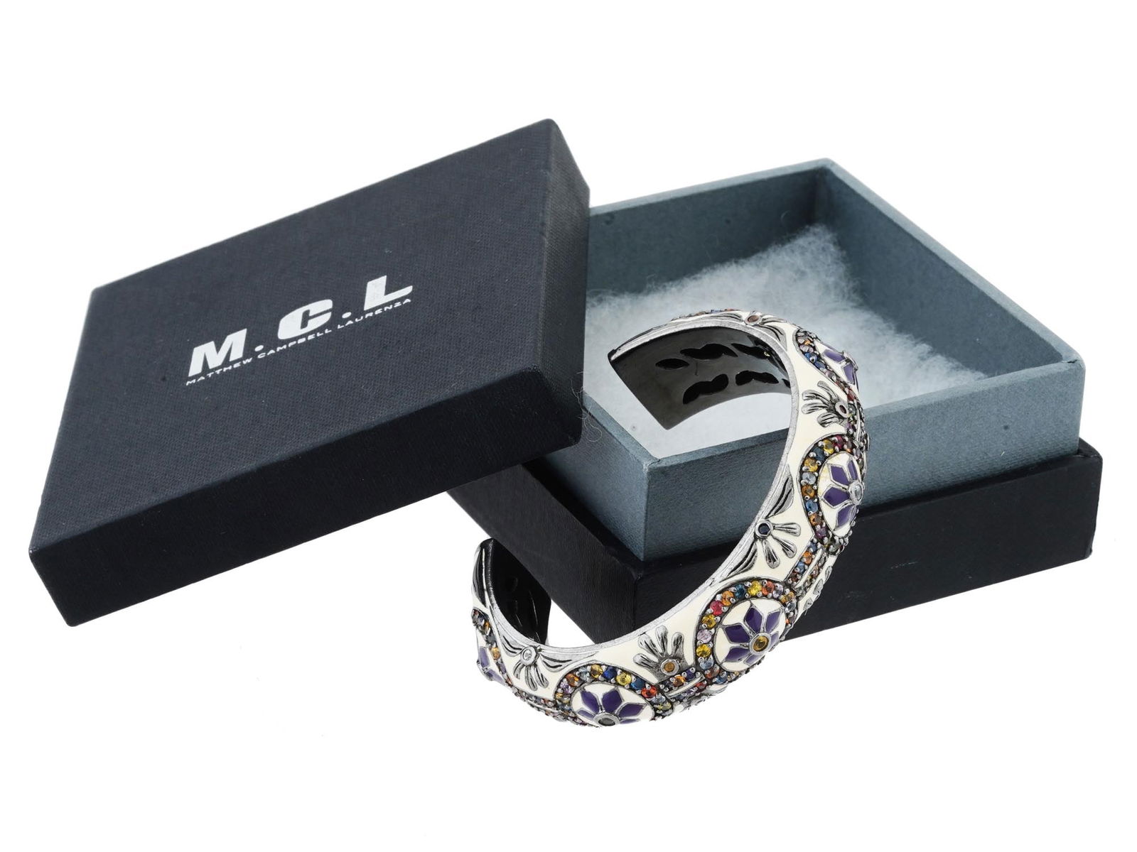 MCL STERLING SILVER SAPPHIRE ENAMEL CUFF BRACELET (1 of 10)