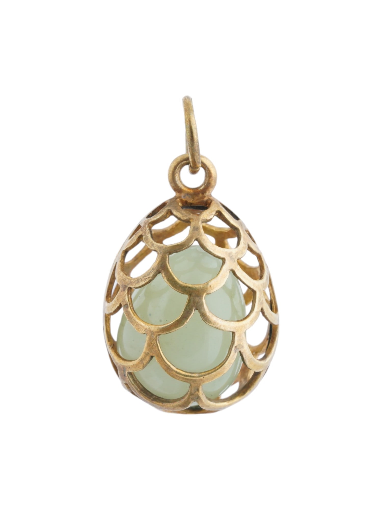 RUSSIAN GILT SILVER NEPHRITE JADE EGG PENDANT (1 of 4)
