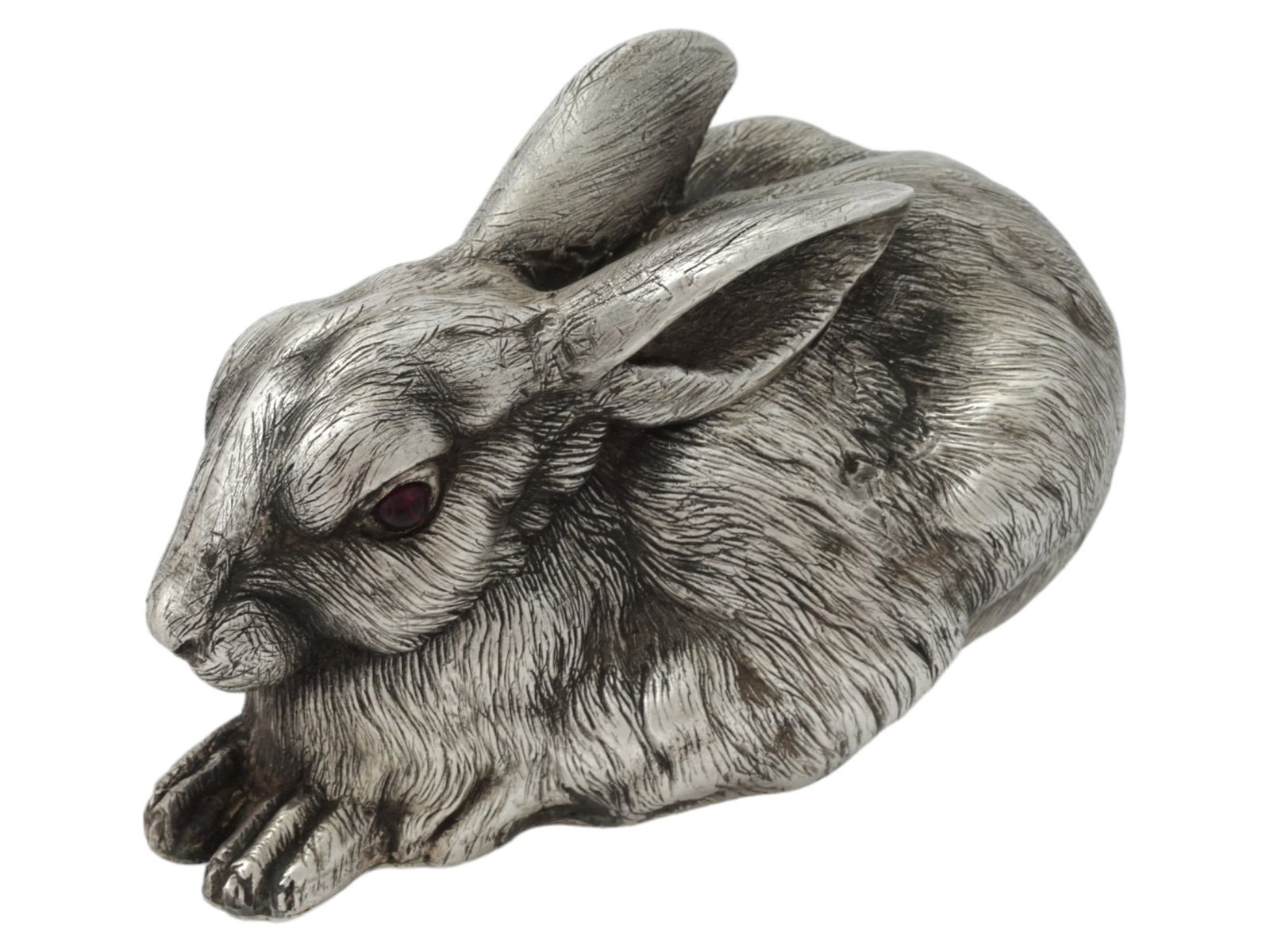 RUSSIAN 84 SILVER RABBIT FIGURINE W GEMSTONE EYES (1 of 8)