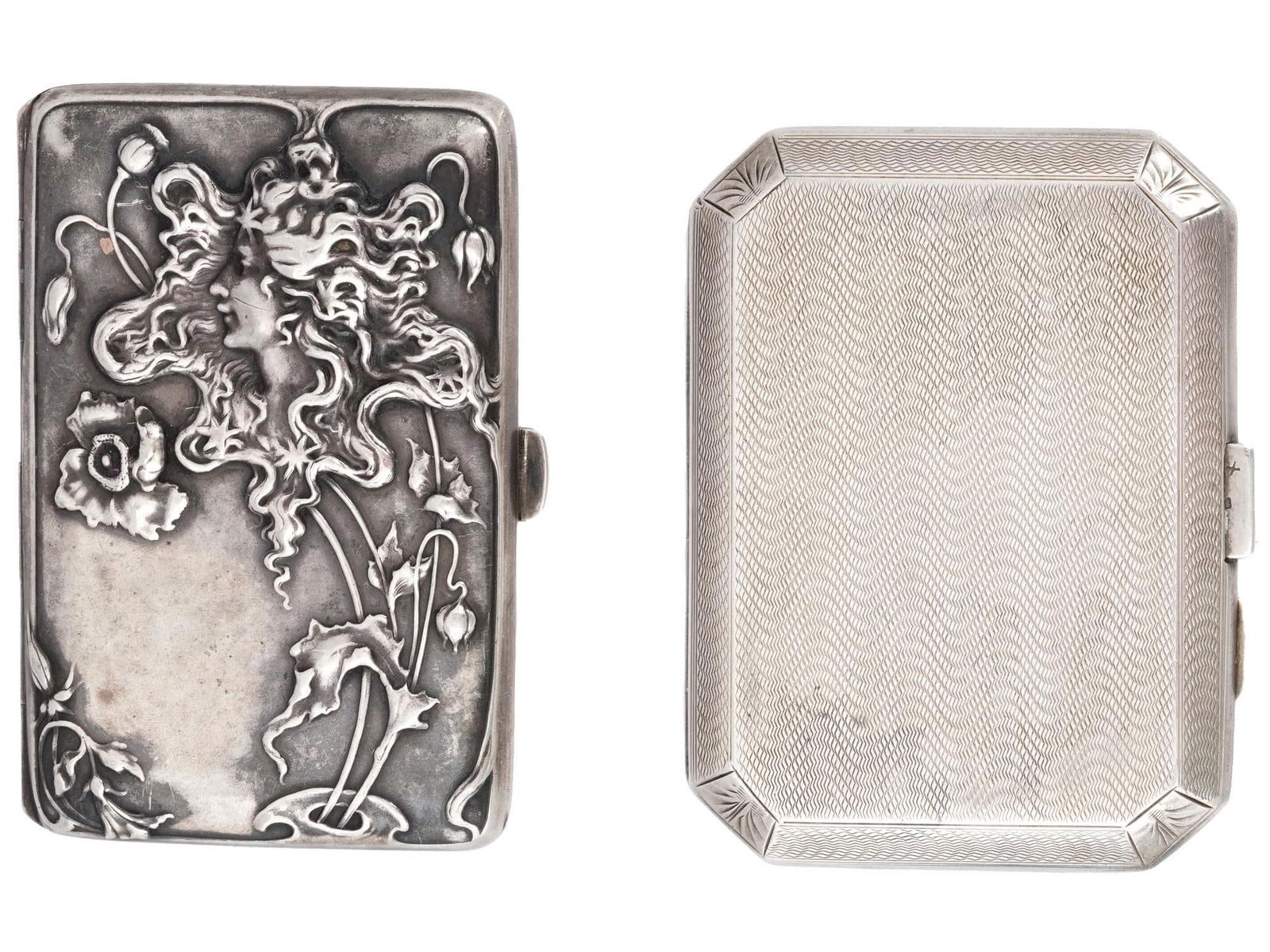 ART NOUVEAU GERMAN AND ENGLISH SILVER CIGARETTE CASES (1 of 9)