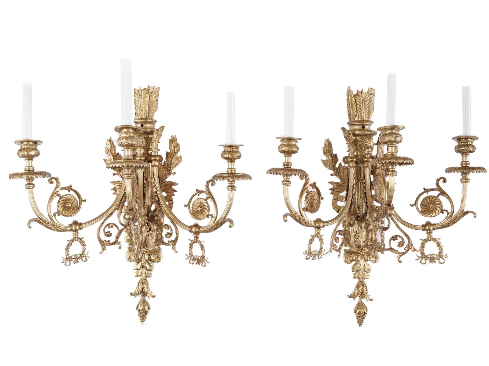 ANTIQUE FRENCH EMPIRE GILT BRONZE WALL SCONCES (1 of 7)
