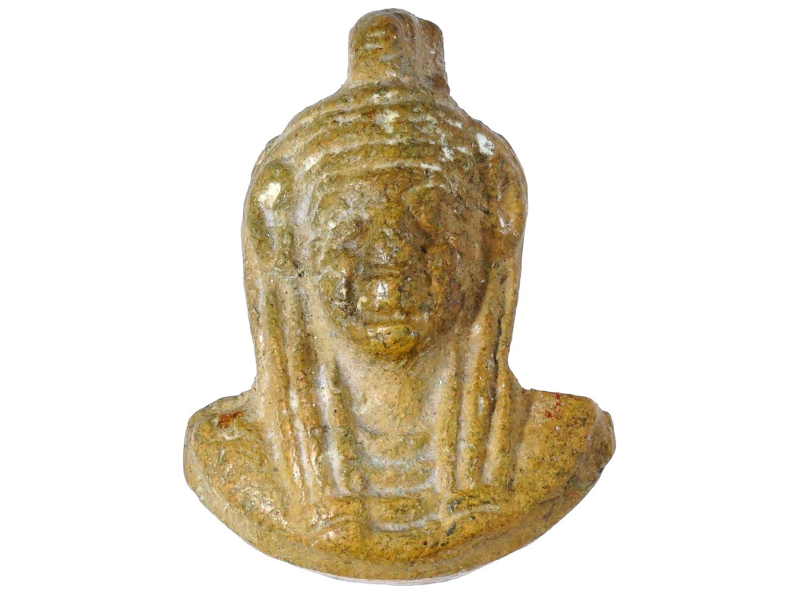 ANCIENT EGYPTIAN CARVED STEATITE DEITY BUST AMULET (1 of 7)
