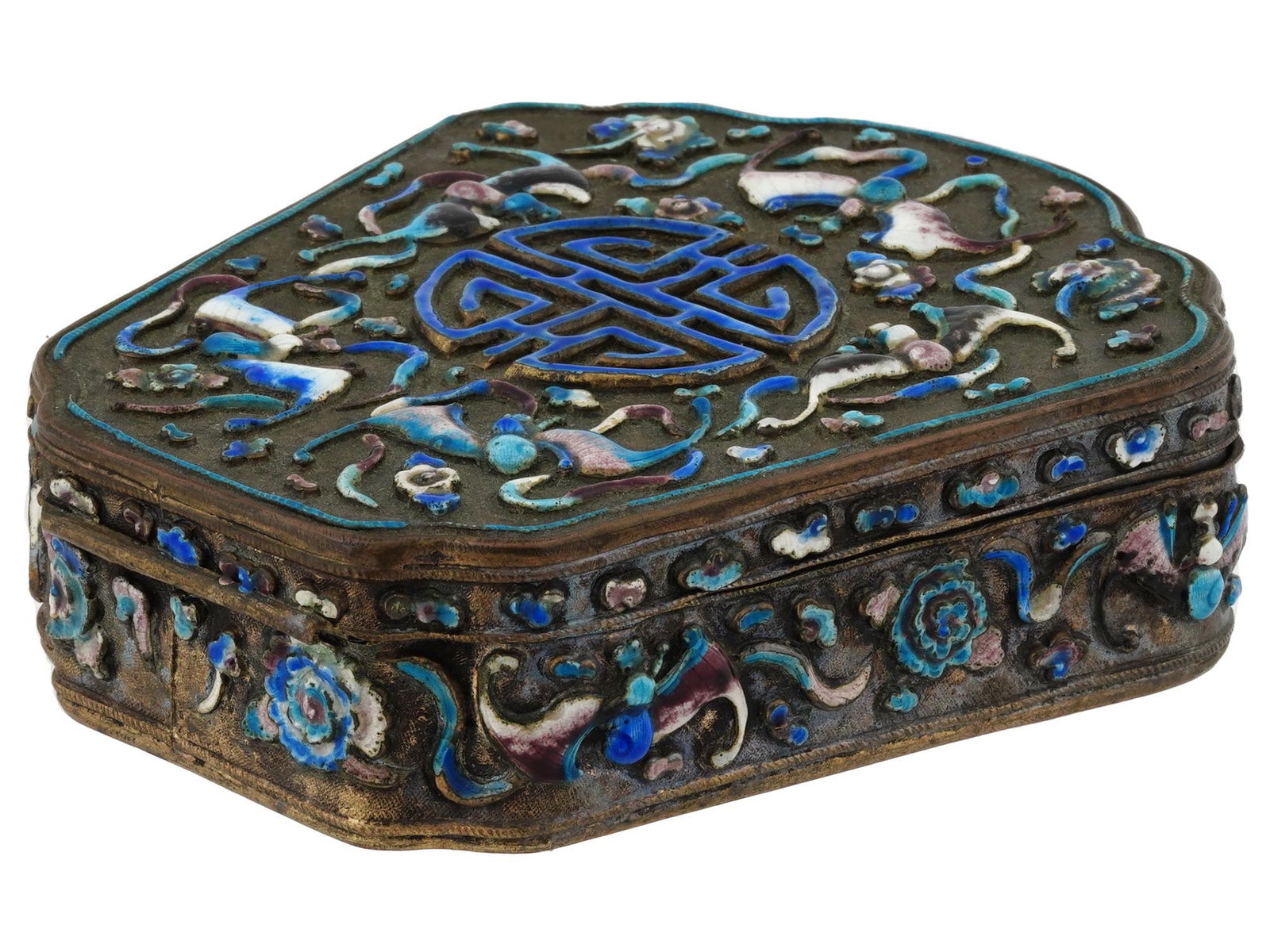 ANTIQUE CHINESE ENAMEL ON GILT SILVER POWDER BOX (1 of 6)