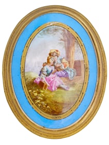 ANTIQUE FRENCH SEVRES PORCELAIN PLAQUE W PAINTING