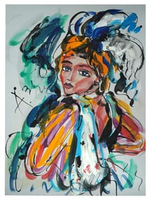 ATTR TO ANATOLY ZVEREV RUSSIAN MIXED MEDIA PAINTING