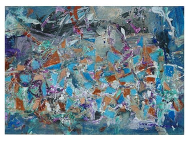 ABSTRACT CHINESE OIL PAINTING BY CHU TEH CHUN