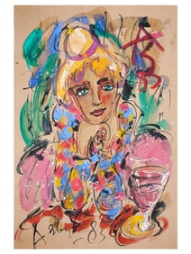ATTR TO ANATOLY ZVEREV RUSSIAN MIXED MEDIA PAINTING
