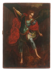 RARE ANTIQUE RUSSIAN ICON OF SAINT ARCHANGEL MICHAEL