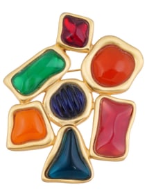 VINTAGE CHANEL STYLE MULTICOLOR JEWELED BROOCH