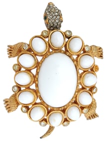 VINTAGE PAULINE RADER JEWELED TORTOISE BROOCH