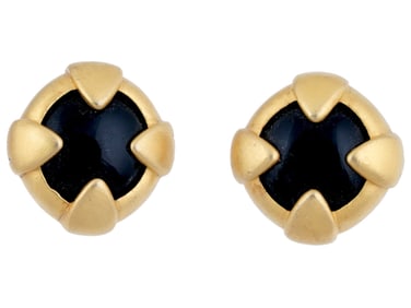 VINTAGE GIVENCHY BLACK STONE CLIP EARRINGS