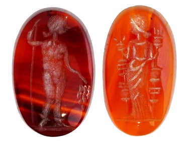 ANTIQUE OVAL GRAND TOUR INTAGLIOS WITH FEMALE FIGURES