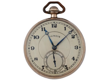 ILLINOIS AUTOCRAT GILT OPEN FACE POCKET WATCH