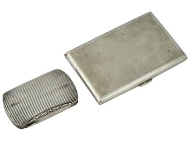 ANTIQUE SILVER CIGARETTE CASE AND TOBACCO BOX